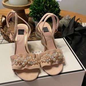 NWT White House Black Market pink wedge sandals size 6